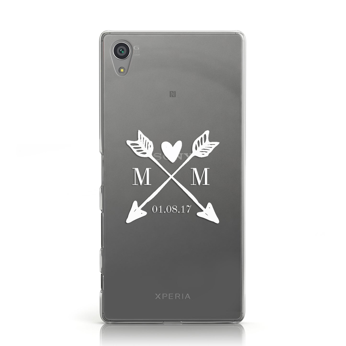 Personalised White Couples Date Initials Clear Sony Xperia Case