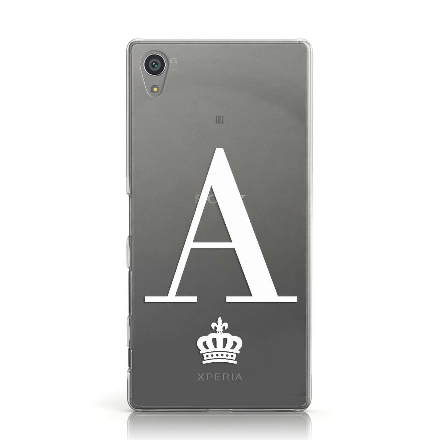 Personalised White Initial & Crown Clear Sony Xperia Case