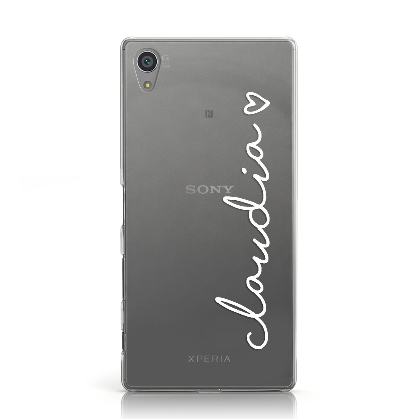 Personalised White Name & Heart Handwriting Sony Xperia Case
