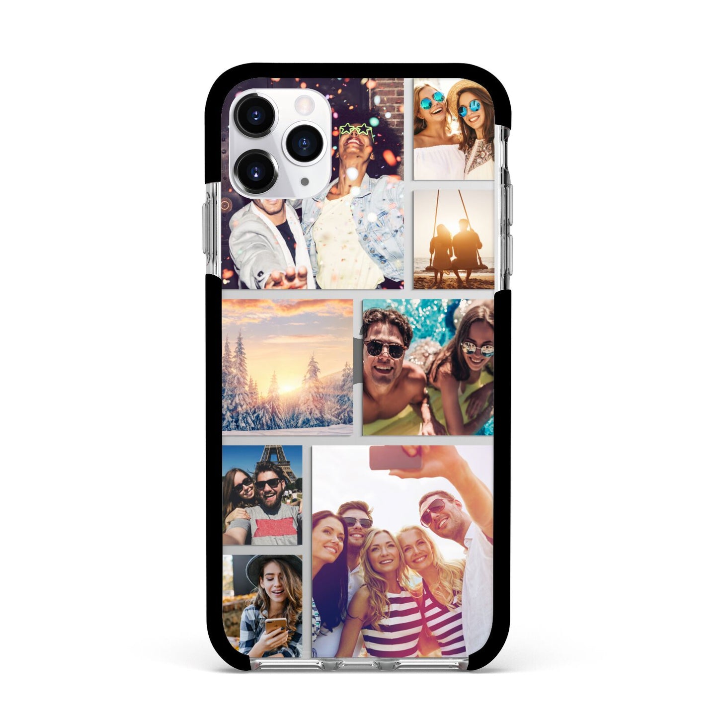 Photo Collage Apple iPhone 11 Pro Max in Silver with Black Impact Case