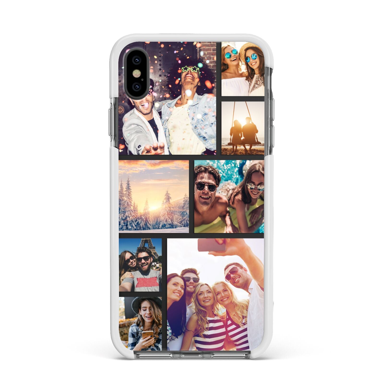 Photo Collage Apple iPhone Xs Max Impact Case White Edge on Black Phone