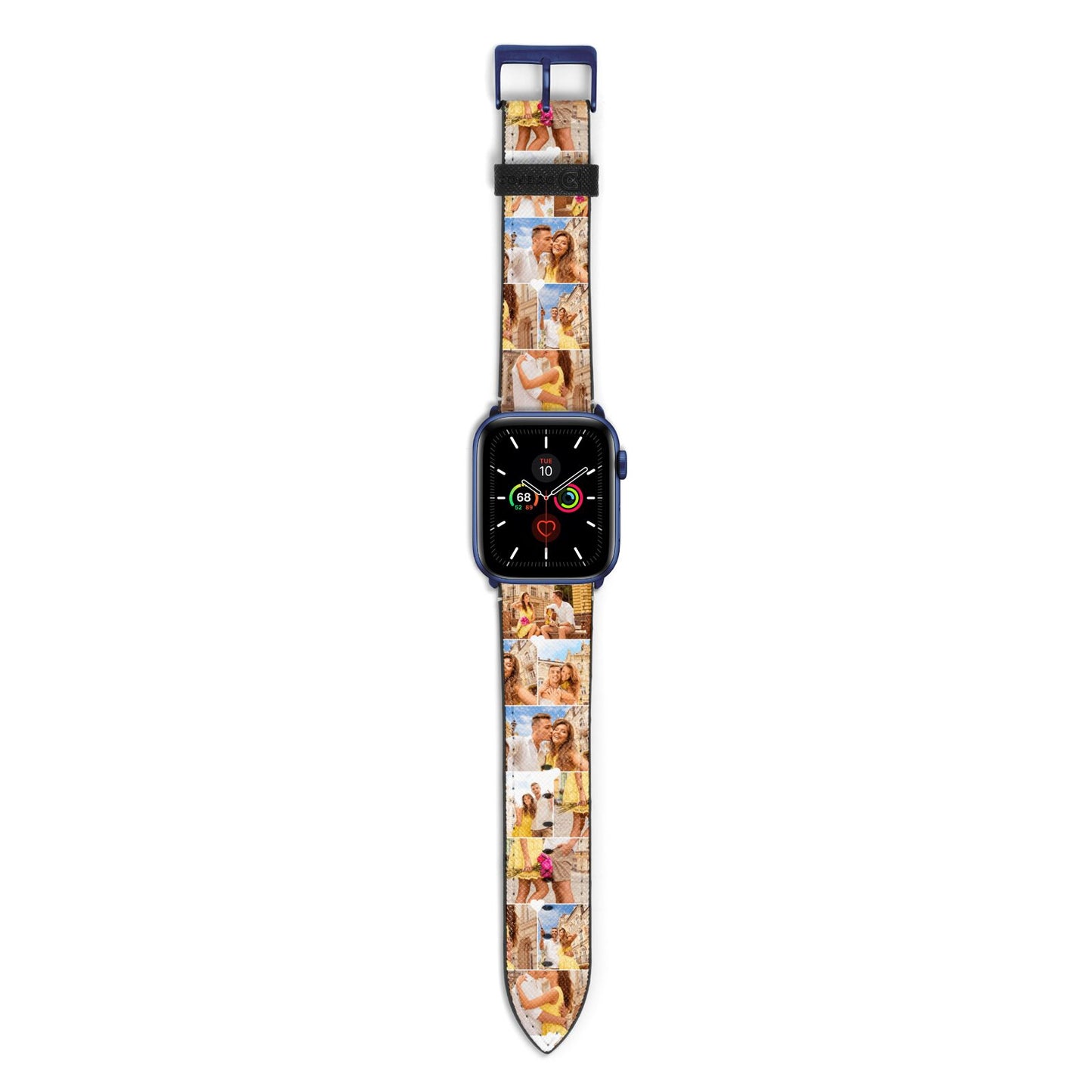 Photo Collage Heart Apple Watch Strap with Blue Hardware