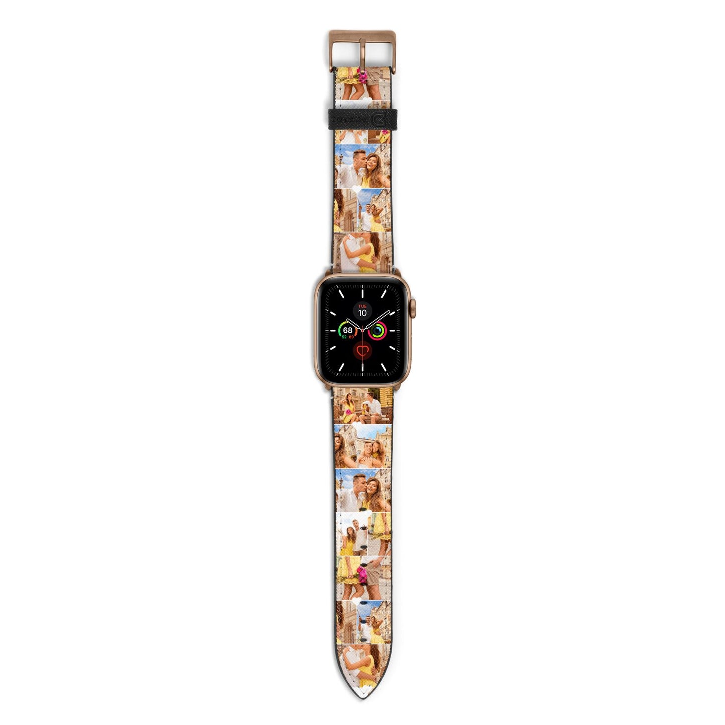 Photo Collage Heart Apple Watch Strap with Gold Hardware