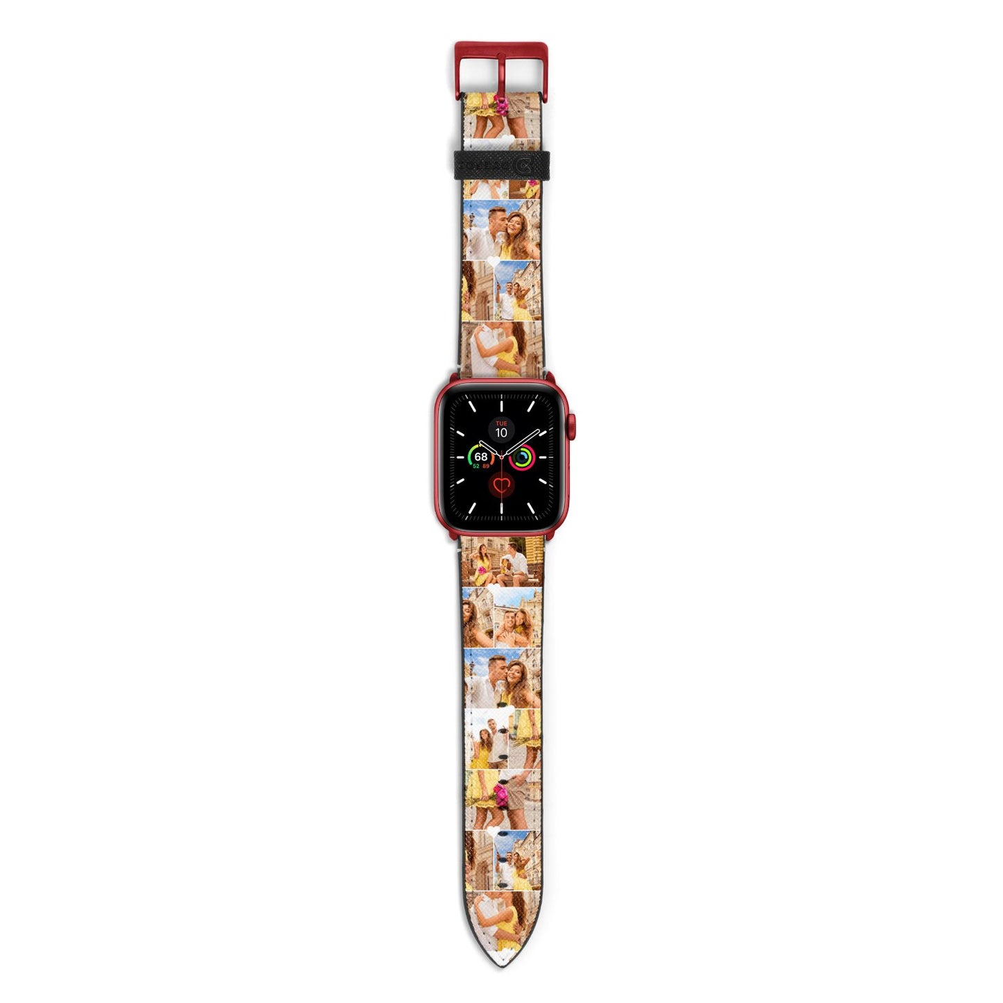 Photo Collage Heart Apple Watch Strap with Red Hardware