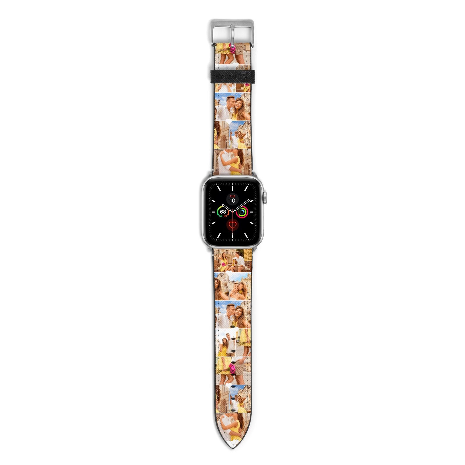 Photo Collage Heart Apple Watch Strap with Silver Hardware