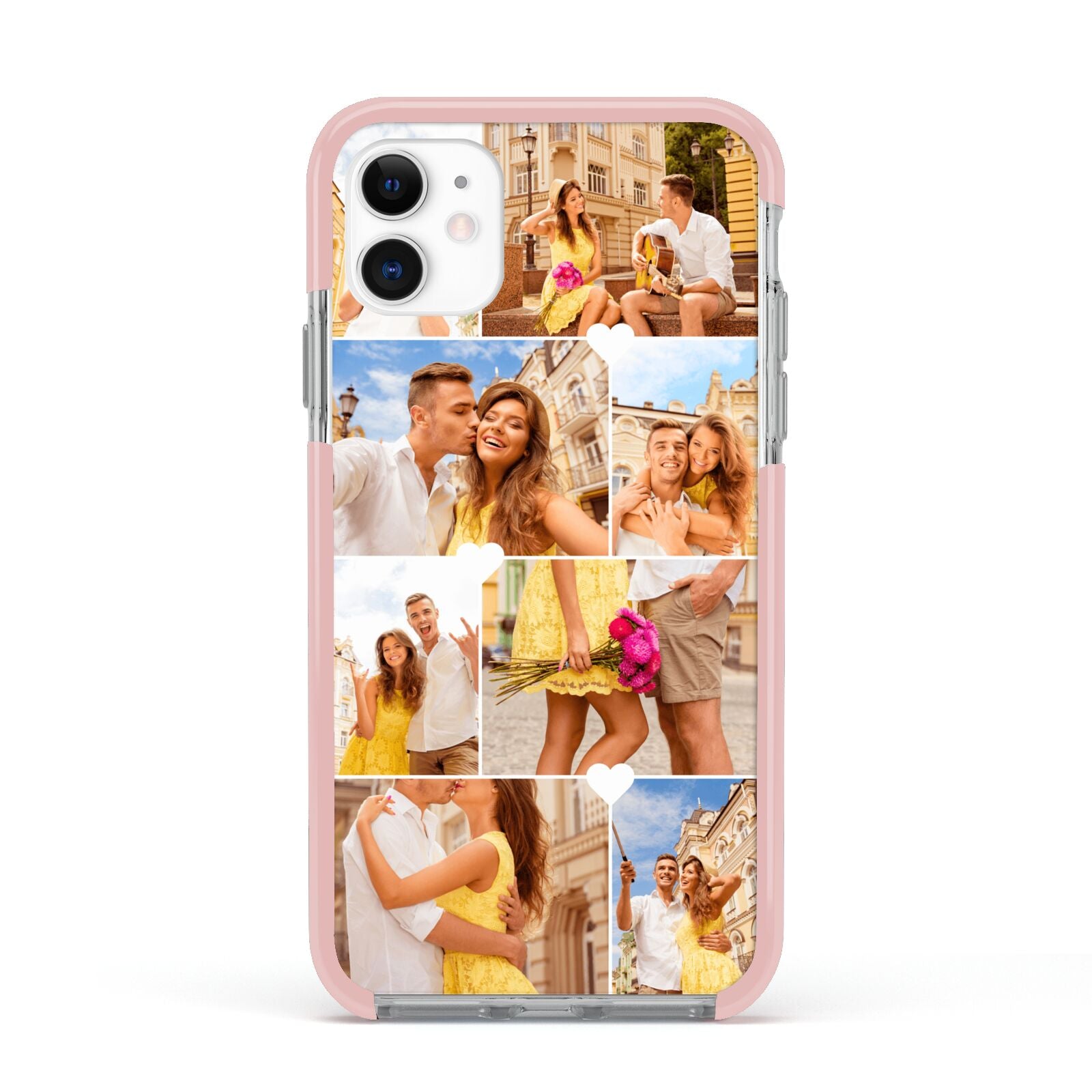 Photo Collage Heart Apple iPhone 11 in White with Pink Impact Case