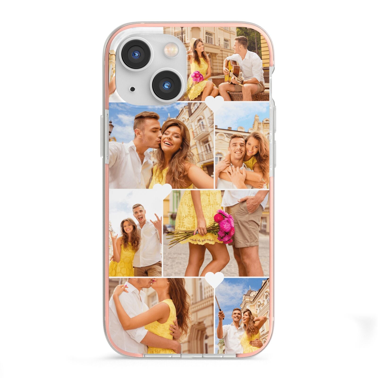 Photo Collage Heart iPhone 13 Mini TPU Impact Case with Pink Edges