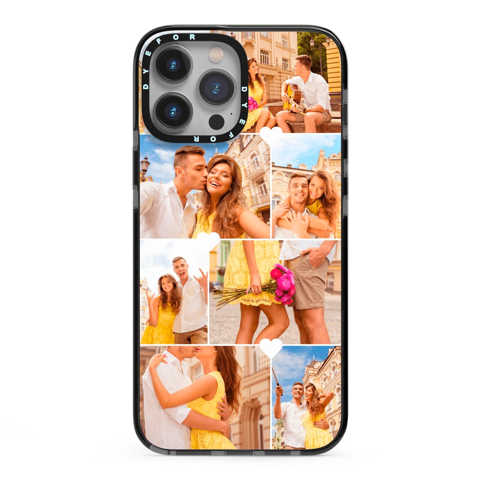 Photo Collage Heart iPhone 13 Pro Max Black Impact Case on Silver phone