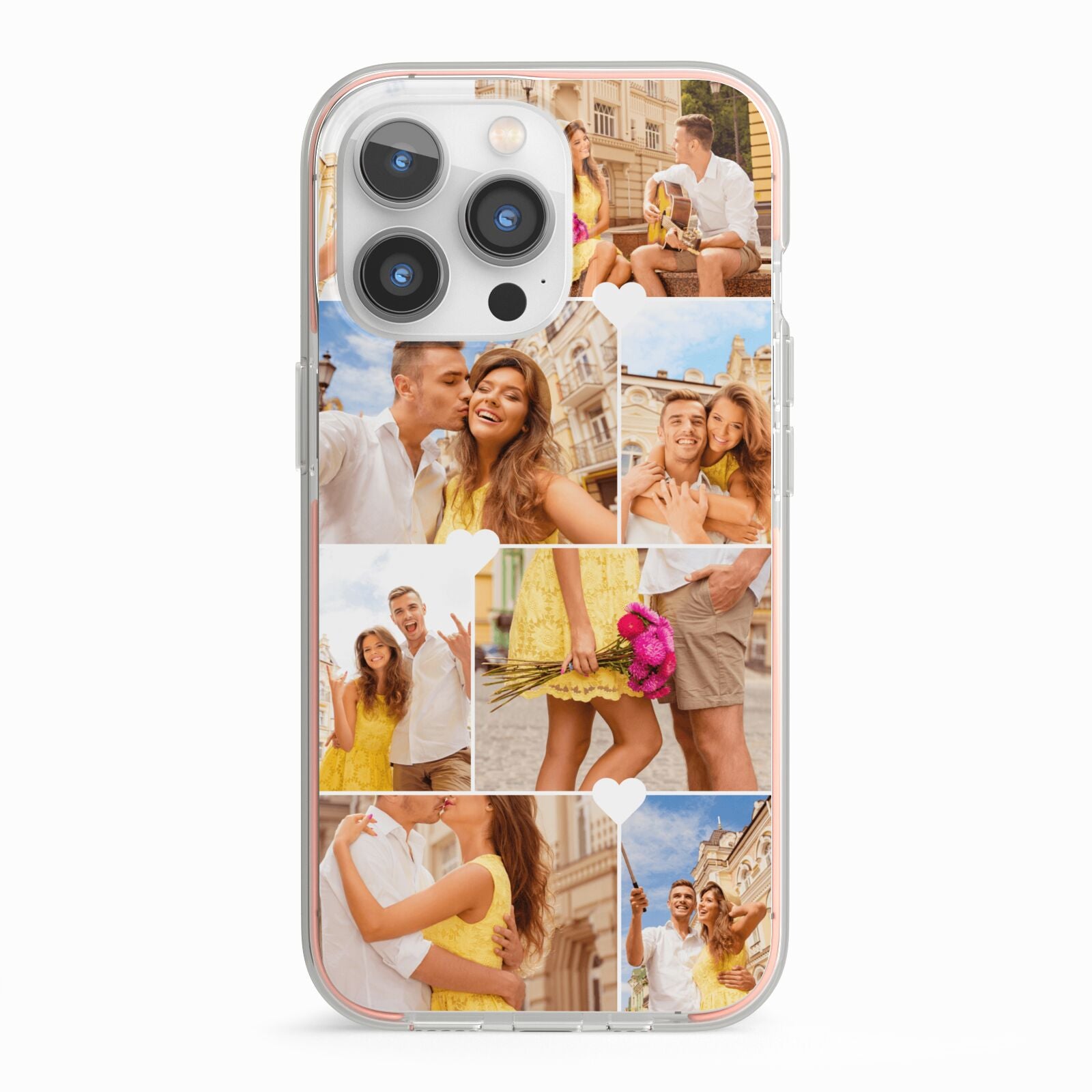 Photo Collage Heart iPhone 13 Pro TPU Impact Case with Pink Edges