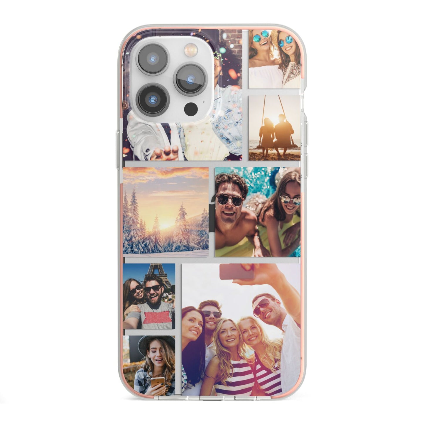 Photo Collage iPhone 13 Pro Max TPU Impact Case with Pink Edges