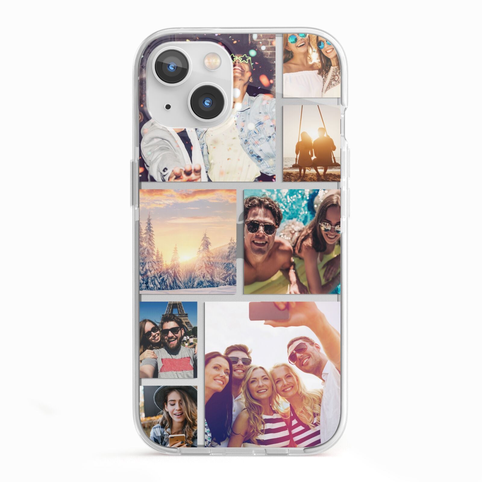 Photo Collage iPhone 13 TPU Impact Case with White Edges