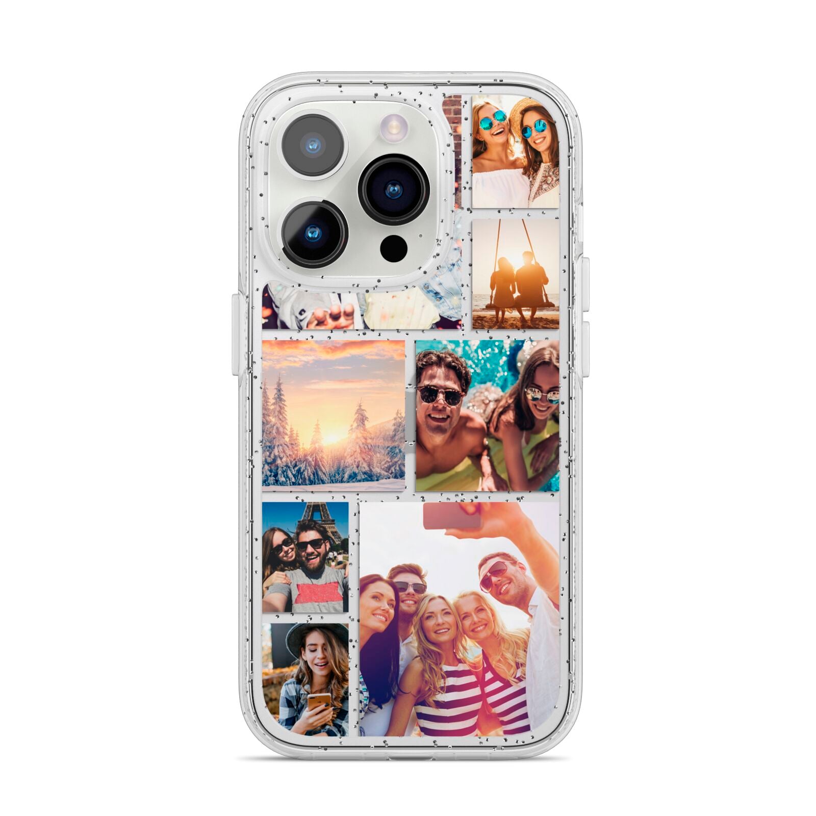 Photo Collage iPhone 14 Pro Glitter Tough Case Silver