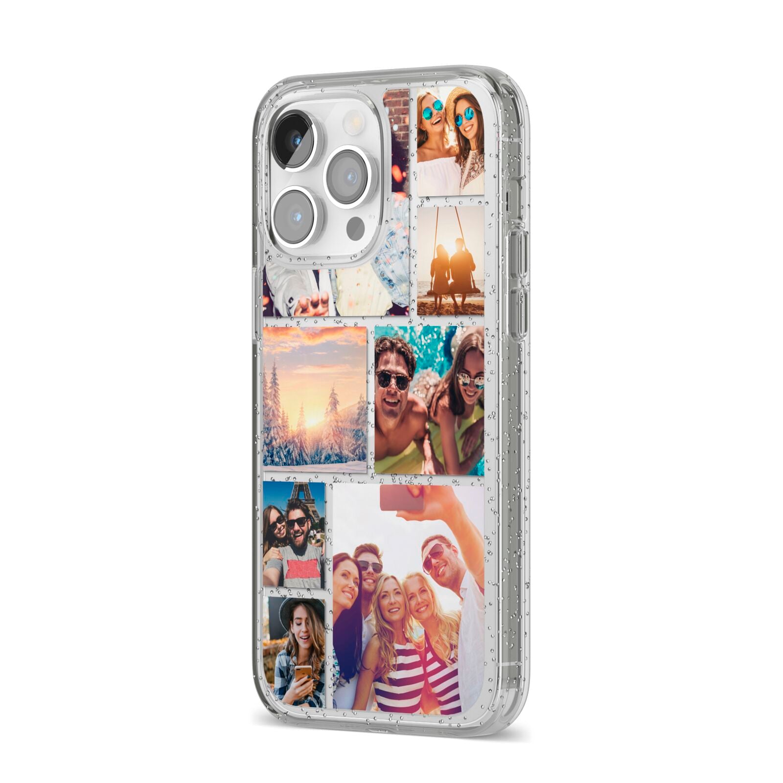 Photo Collage iPhone 14 Pro Max Glitter Tough Case Silver Angled Image