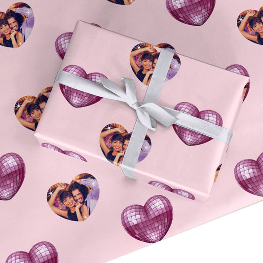 Photo Disco Heart Custom Wrapping Paper
