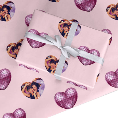 Photo Disco Heart Custom Wrapping Paper