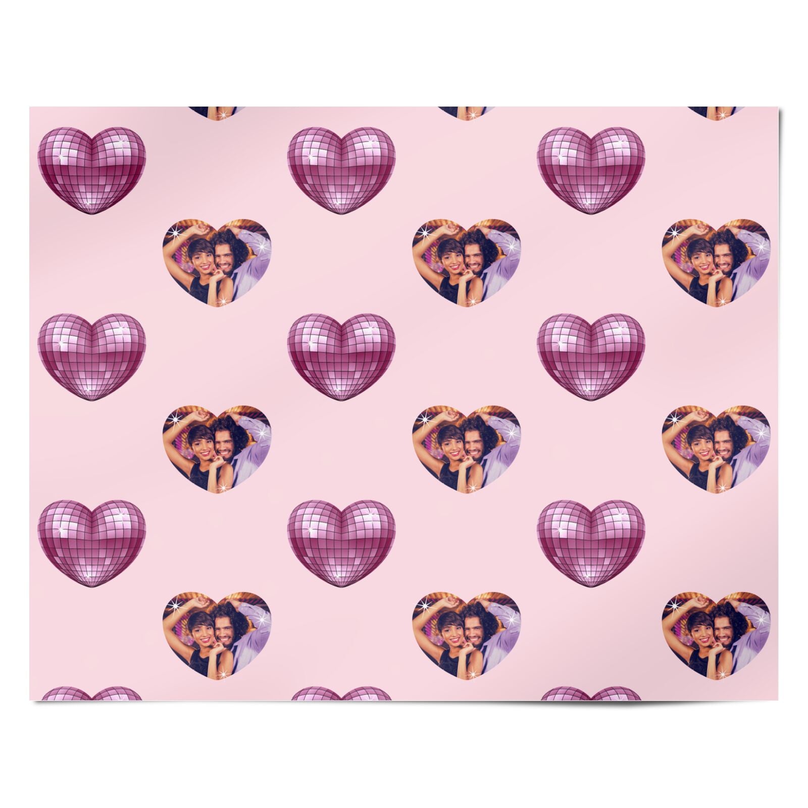 Photo Disco Heart Personalised Wrapping Paper Alternative