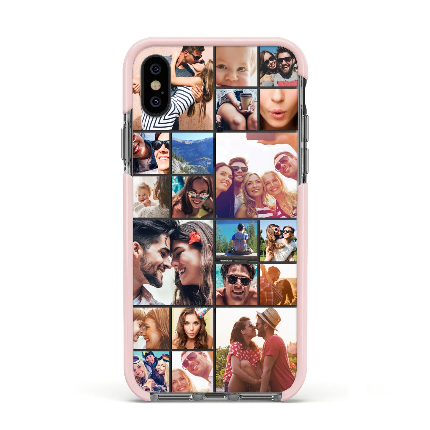 Photo Grid Apple iPhone Xs Impact Case Pink Edge on Black Phone