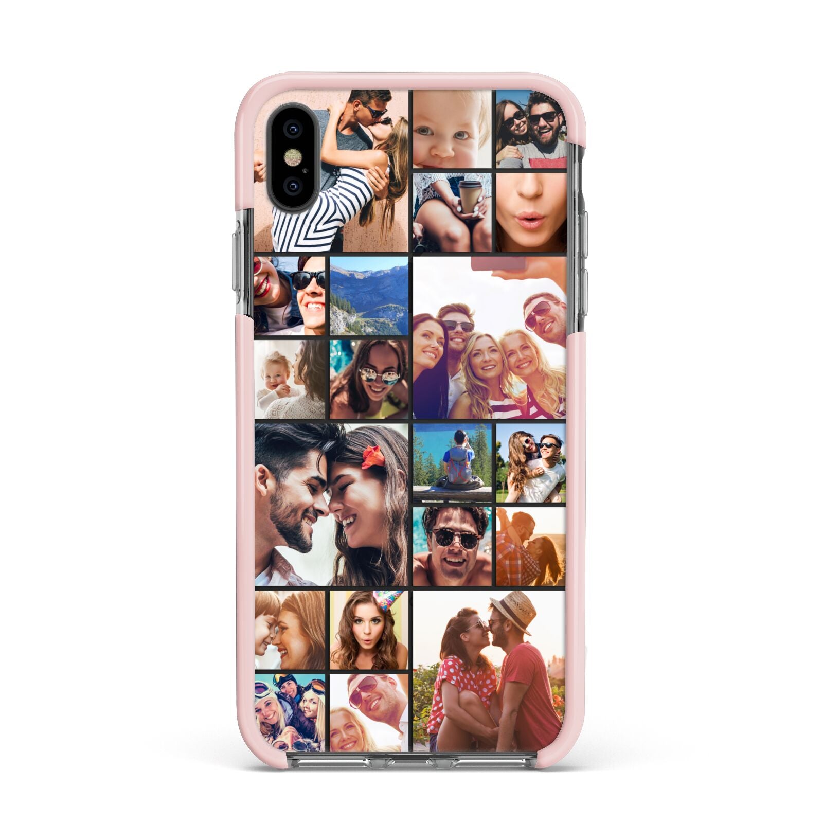 Photo Grid Apple iPhone Xs Max Impact Case Pink Edge on Black Phone