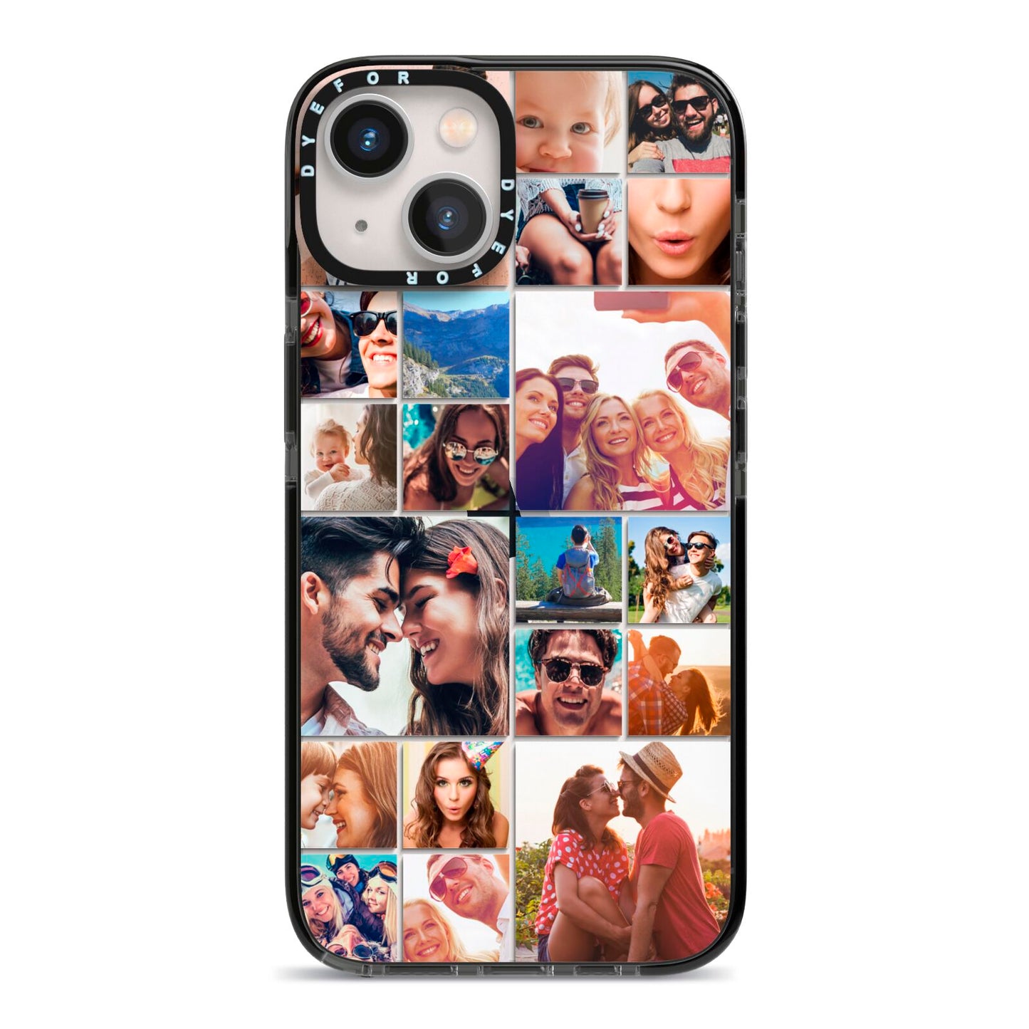 Photo Grid iPhone 13 Black Impact Case on Silver phone