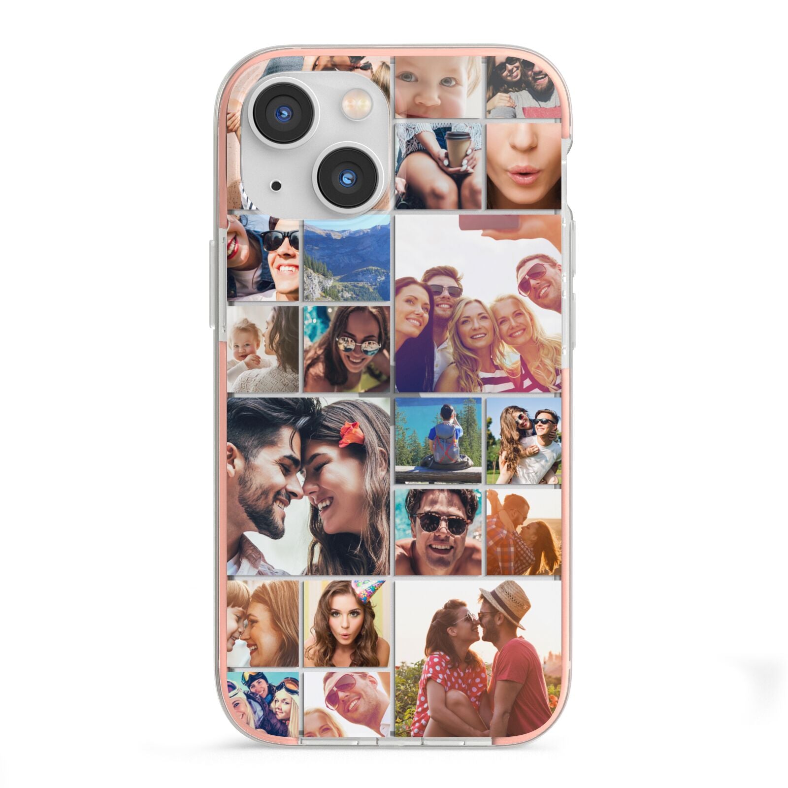 Photo Grid iPhone 13 Mini TPU Impact Case with Pink Edges