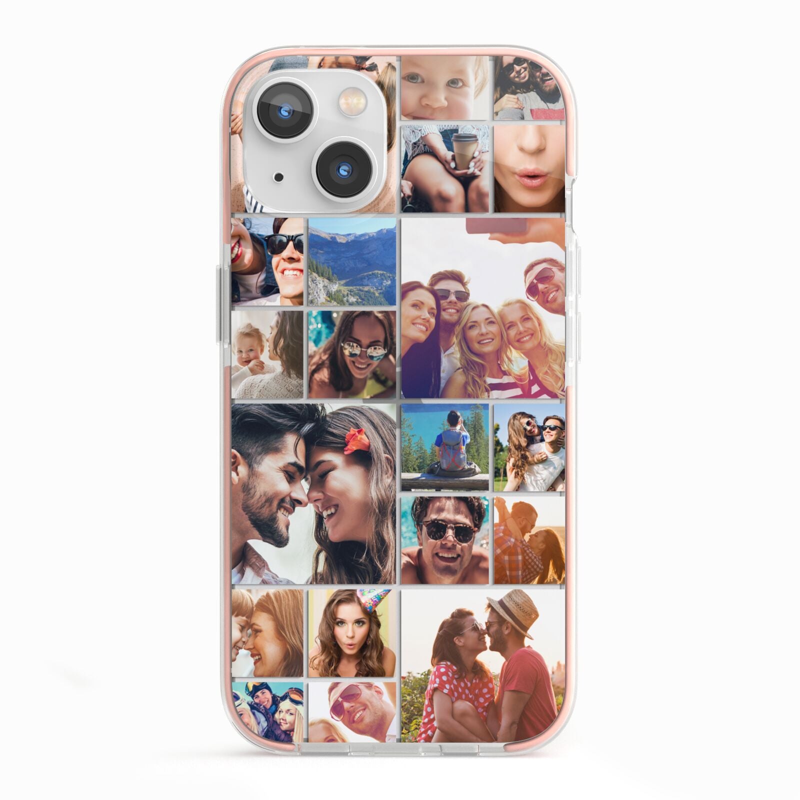 Photo Grid iPhone 13 TPU Impact Case with Pink Edges