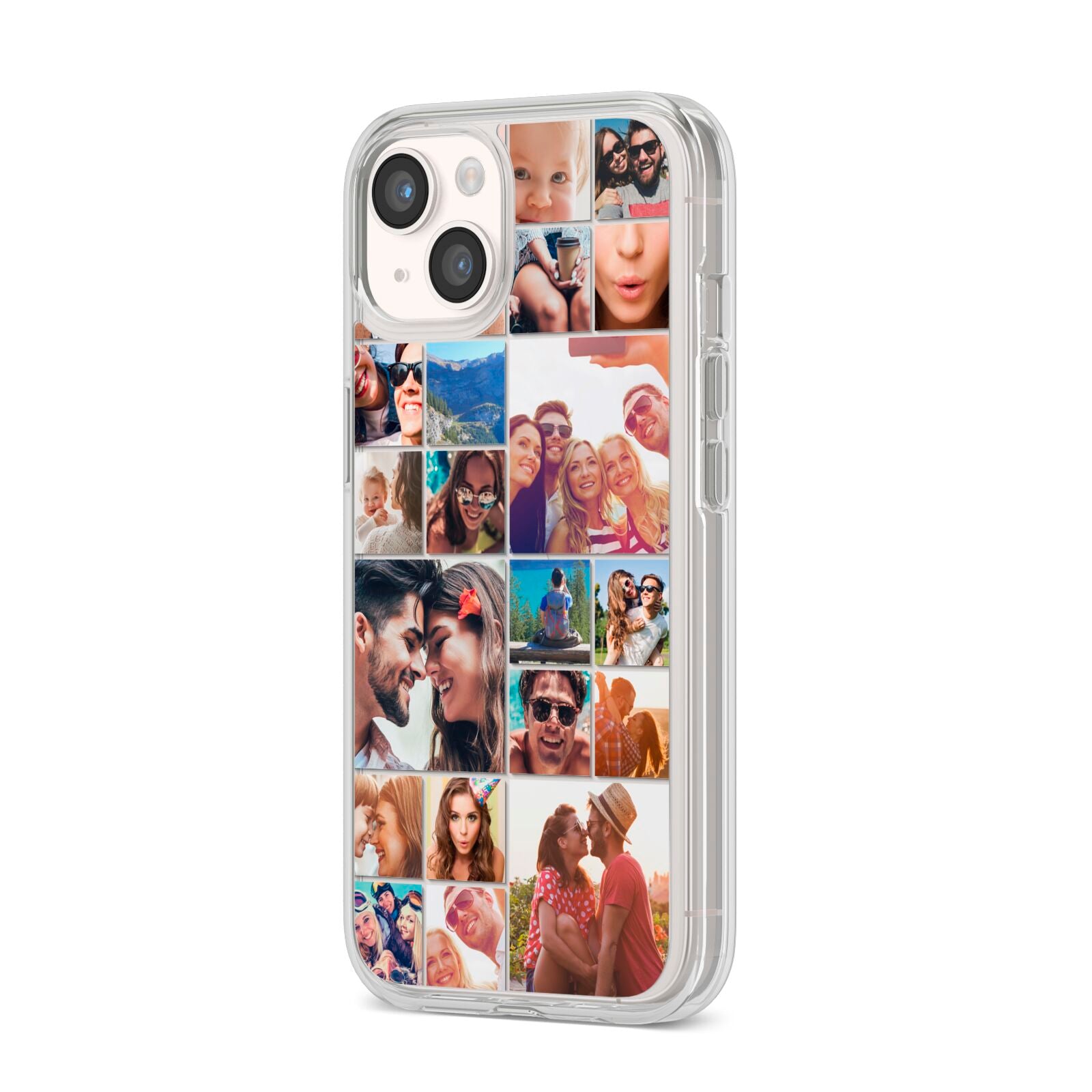 Photo Grid iPhone 14 Clear Tough Case Starlight Angled Image