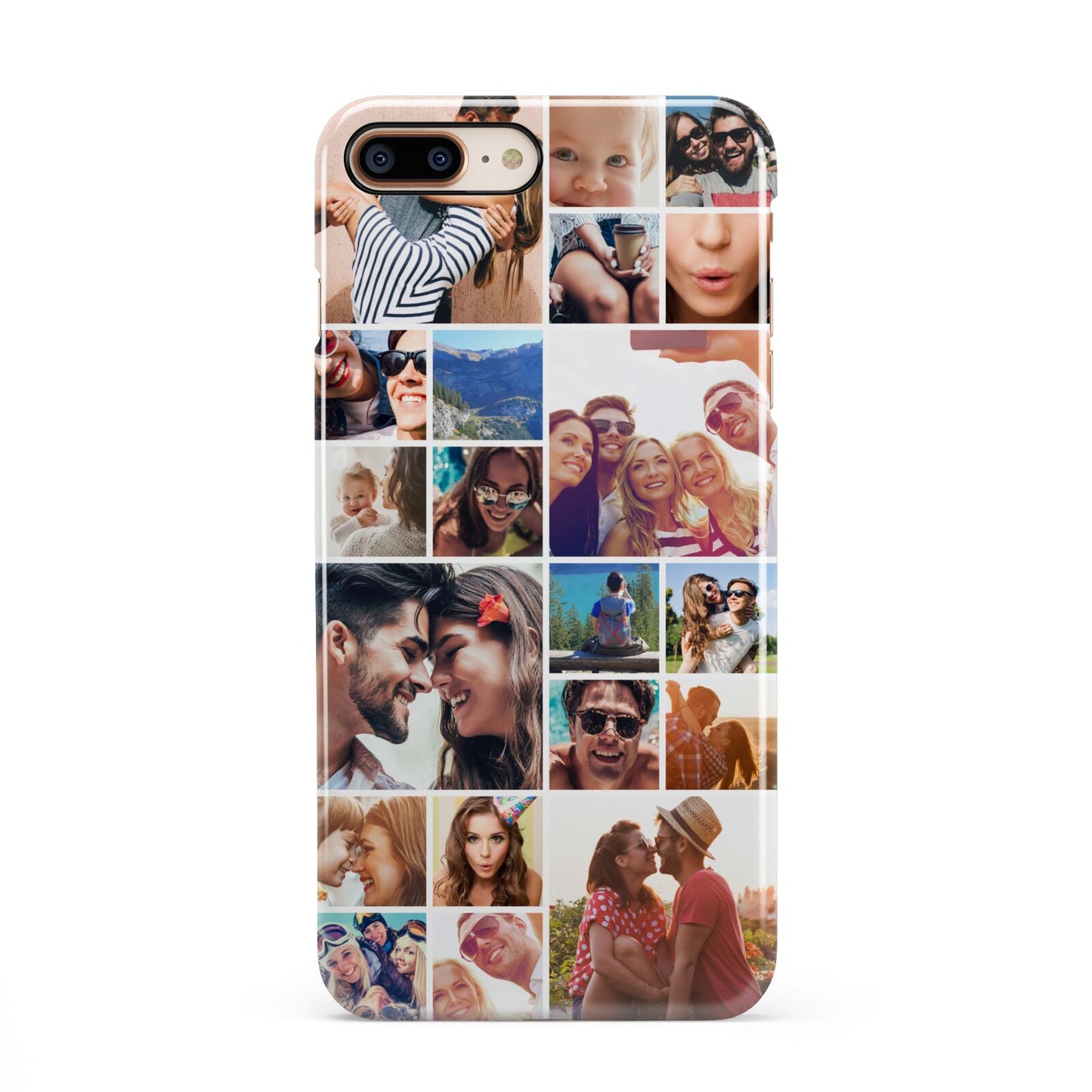 Photo Grid iPhone 8 Plus 3D Snap Case on Gold Phone