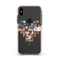 Photo Heart Collage Apple iPhone Xs Impact Case Pink Edge on Black Phone