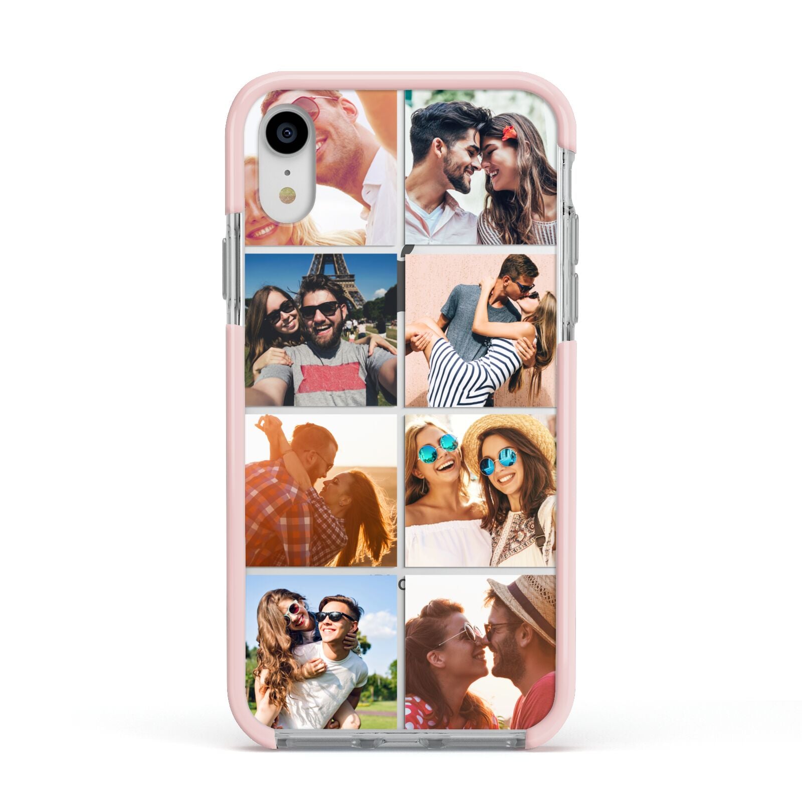 Photo Montage Upload Apple iPhone XR Impact Case Pink Edge on Silver Phone