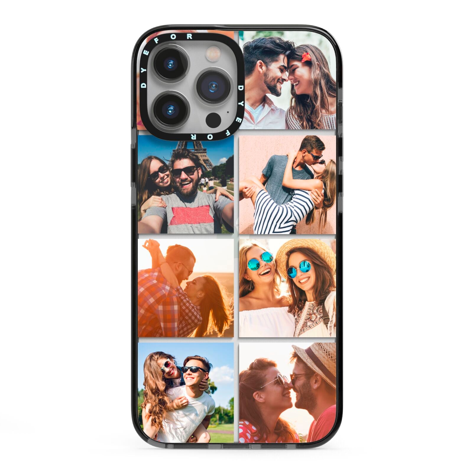 Photo Montage Upload iPhone 13 Pro Max Black Impact Case on Silver phone