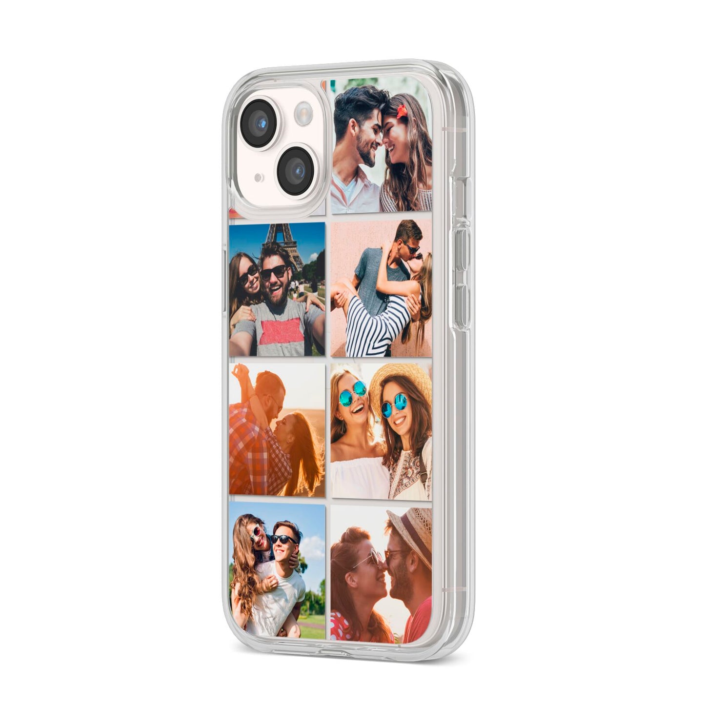 Photo Montage Upload iPhone 14 Clear Tough Case Starlight Angled Image