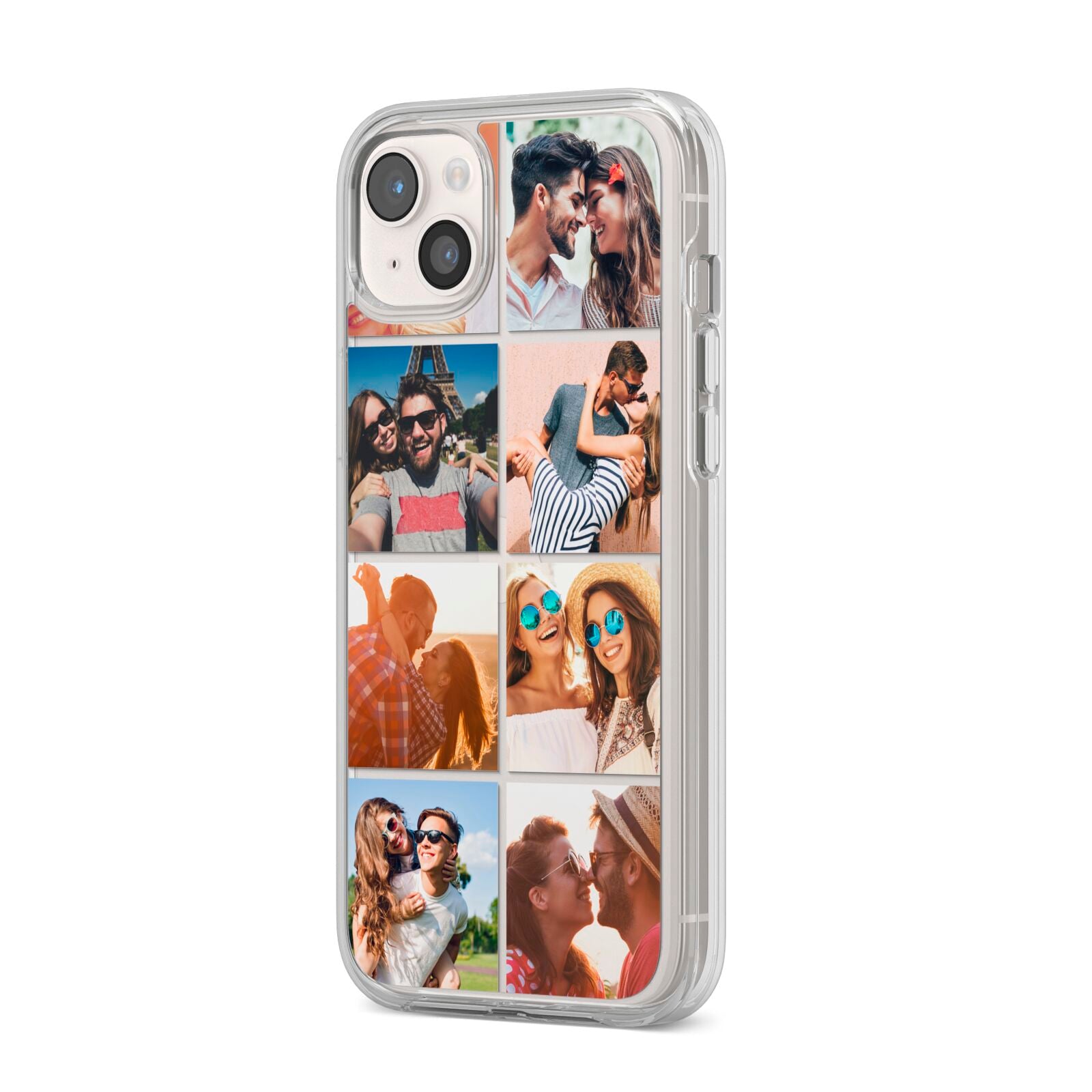 Photo Montage Upload iPhone 14 Plus Clear Tough Case Starlight Angled Image