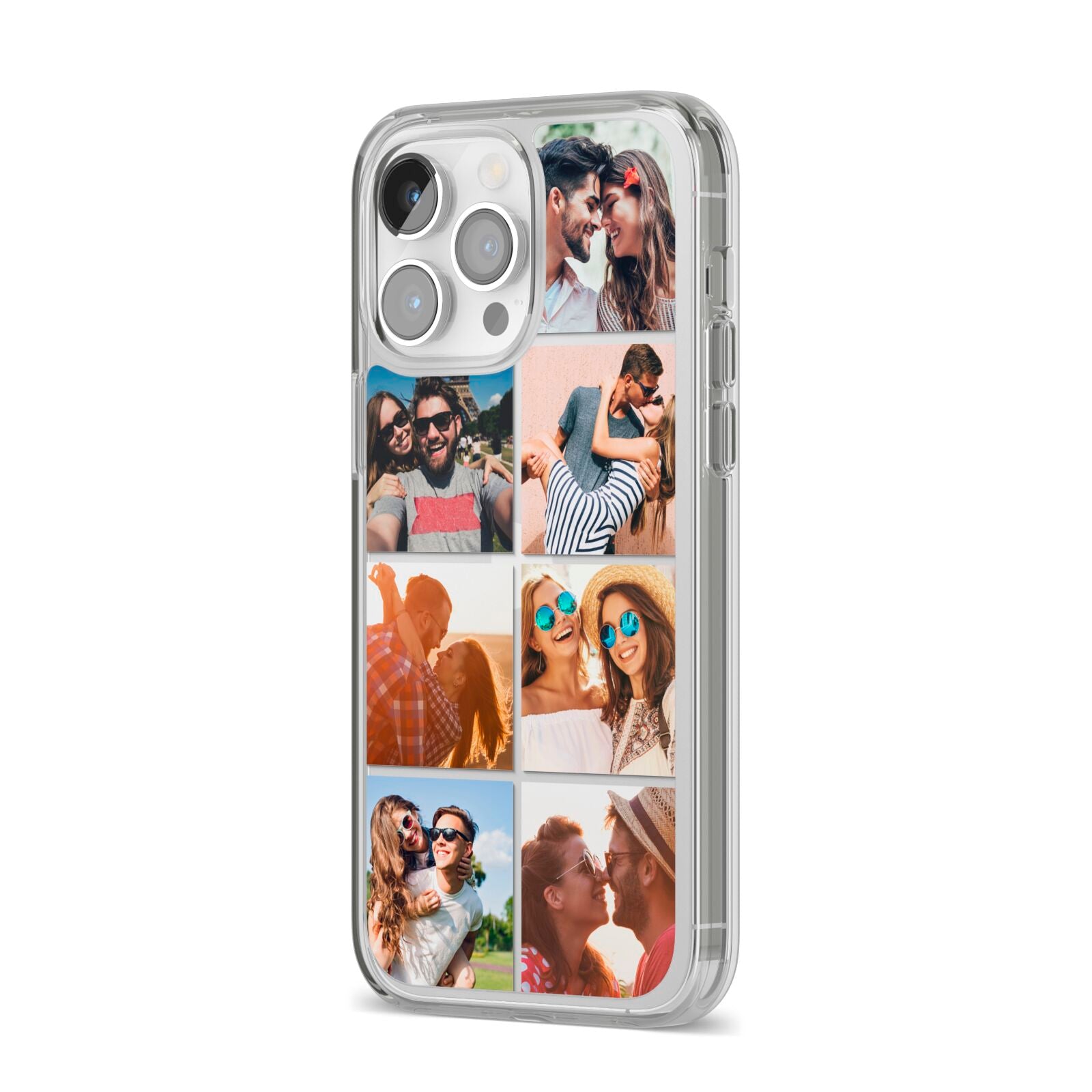 Photo Montage Upload iPhone 14 Pro Max Clear Tough Case Silver Angled Image