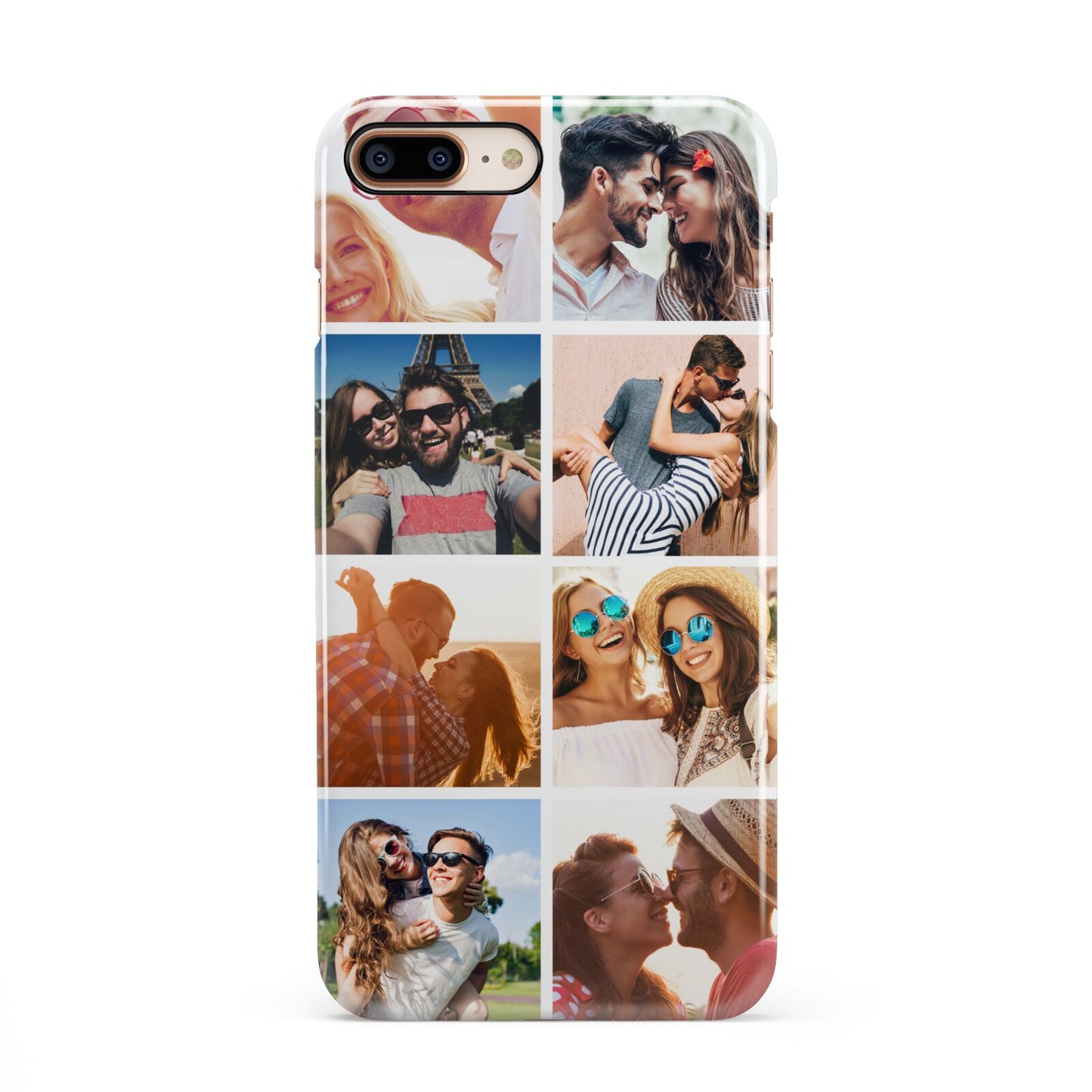 Photo Montage Upload iPhone 8 Plus 3D Snap Case on Gold Phone