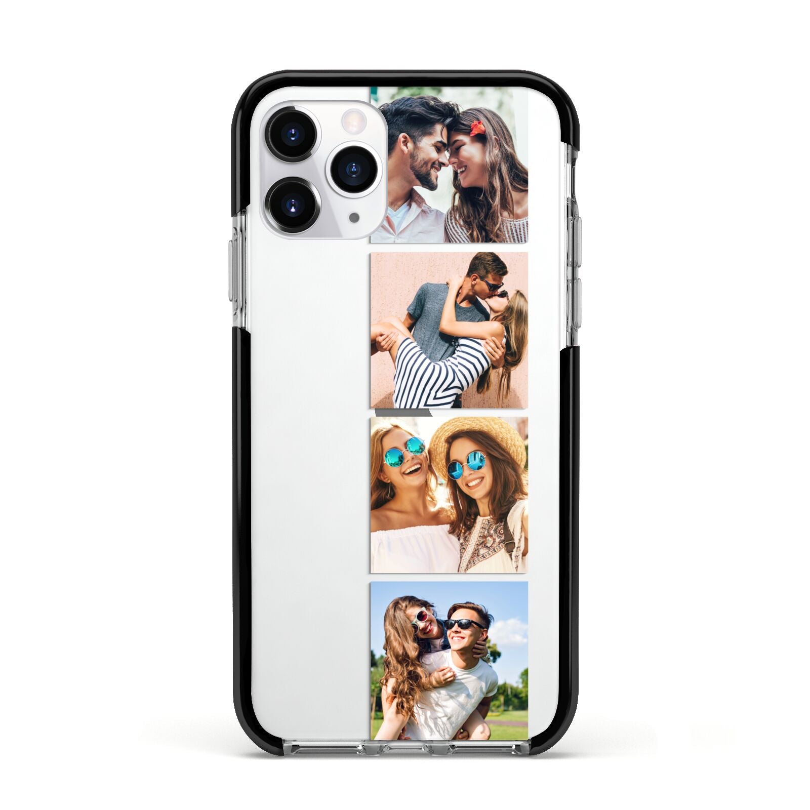 Photo Strip Montage Upload Apple iPhone 11 Pro in Silver with Black Impact Case