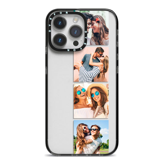 Photo Strip Montage Upload iPhone 14 Pro Max Black Impact Case on Silver phone