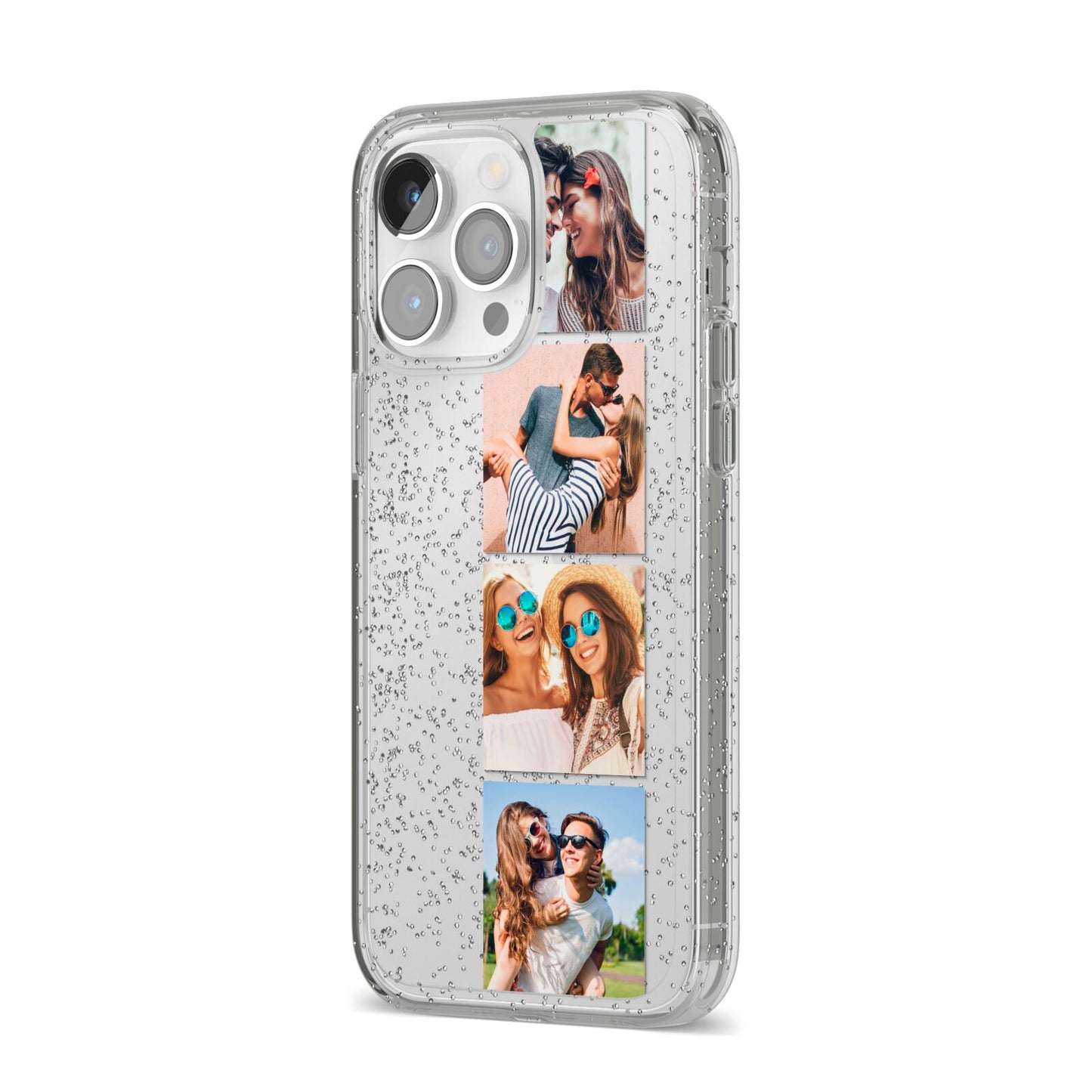Photo Strip Montage Upload iPhone 14 Pro Max Glitter Tough Case Silver Angled Image