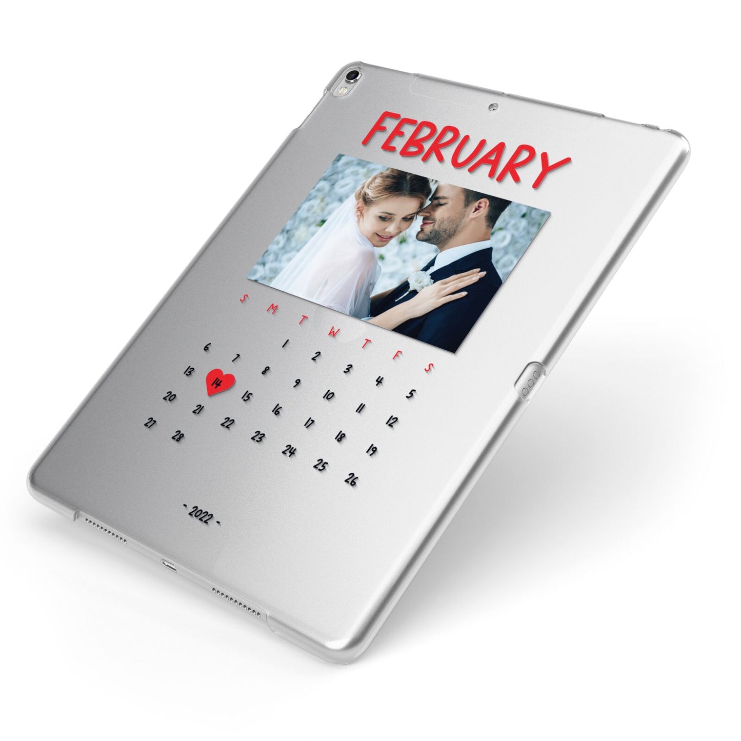 Photo Wedding Anniversary Apple iPad Case on Silver iPad Side View