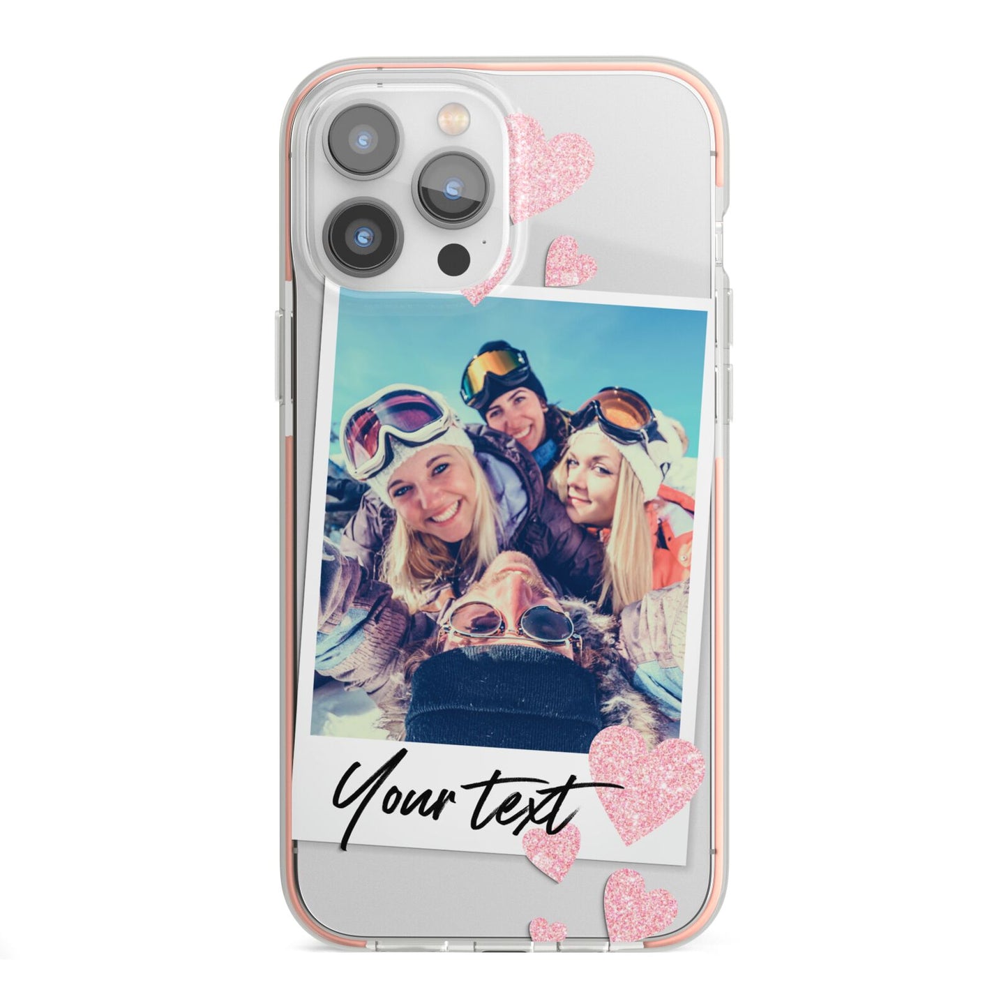 Photo with Text iPhone 13 Pro Max TPU Impact Case with Pink Edges