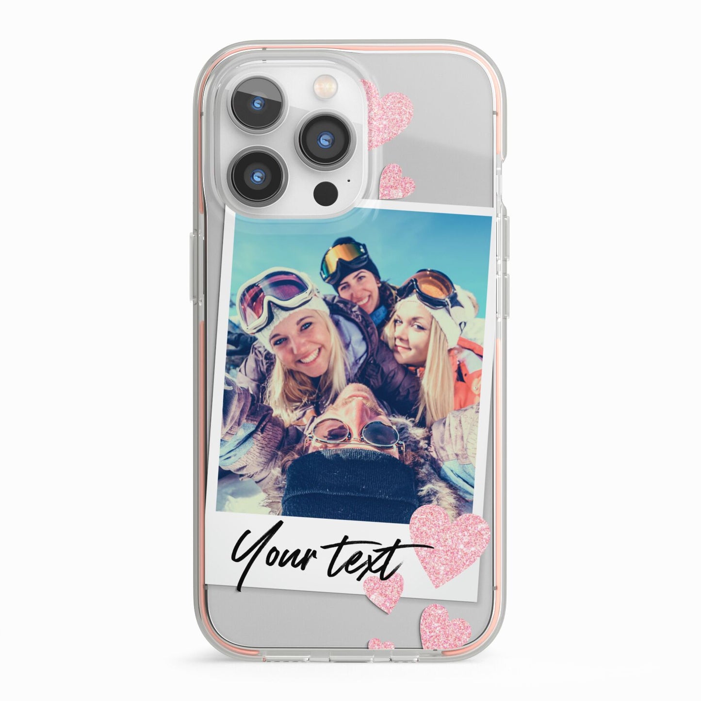 Photo with Text iPhone 13 Pro TPU Impact Case with Pink Edges