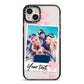 Photo with Text iPhone 14 Plus Black Impact Case on Silver phone