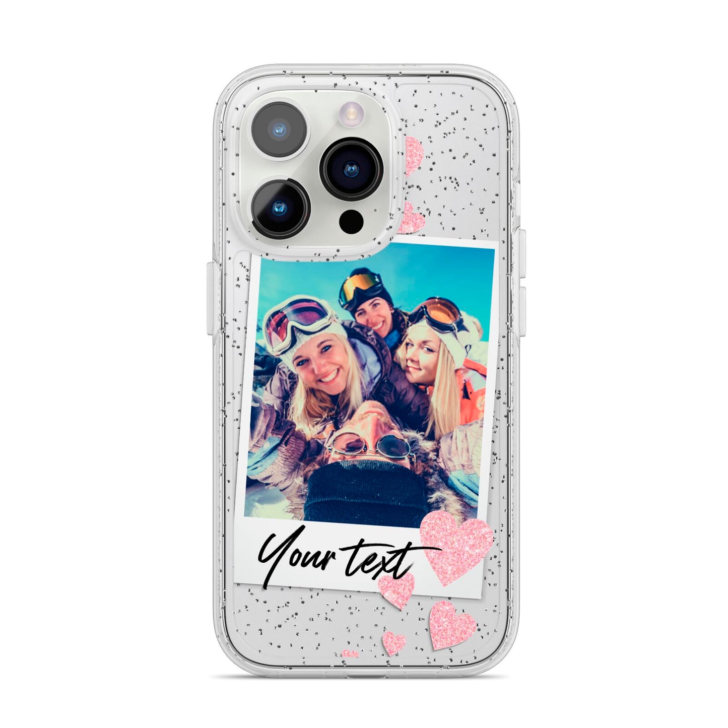 Photo with Text iPhone 14 Pro Glitter Tough Case Silver