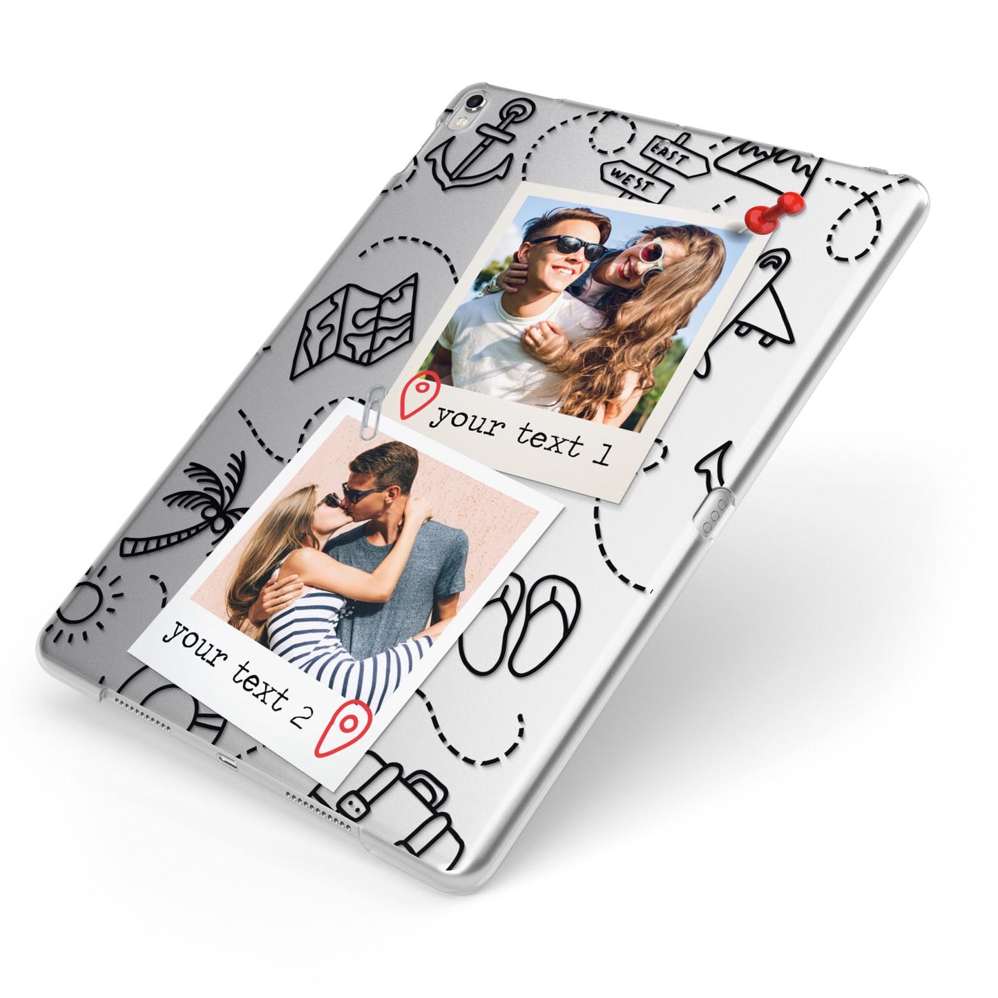 Pinboard Photo Montage Upload Apple iPad Case on Silver iPad Side View