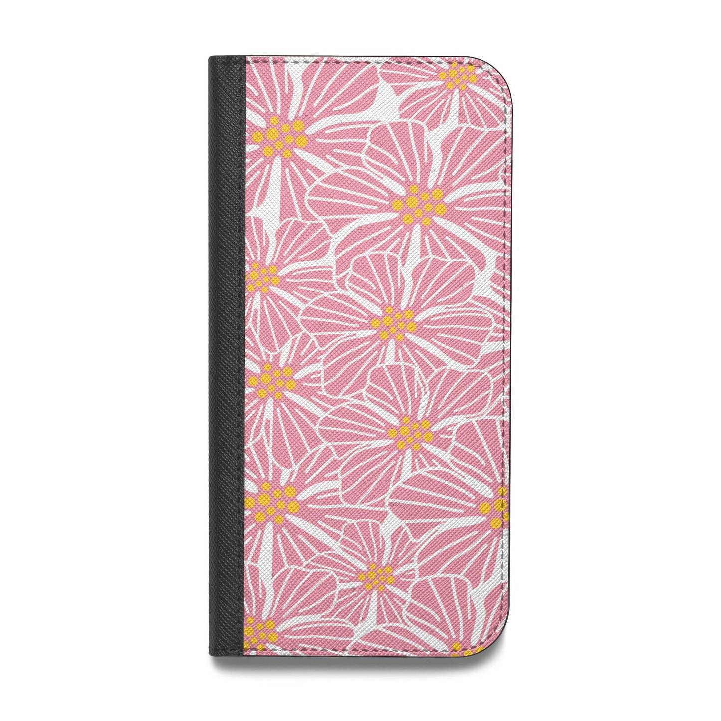 Pink Flowers Vegan Leather Flip Samsung Case