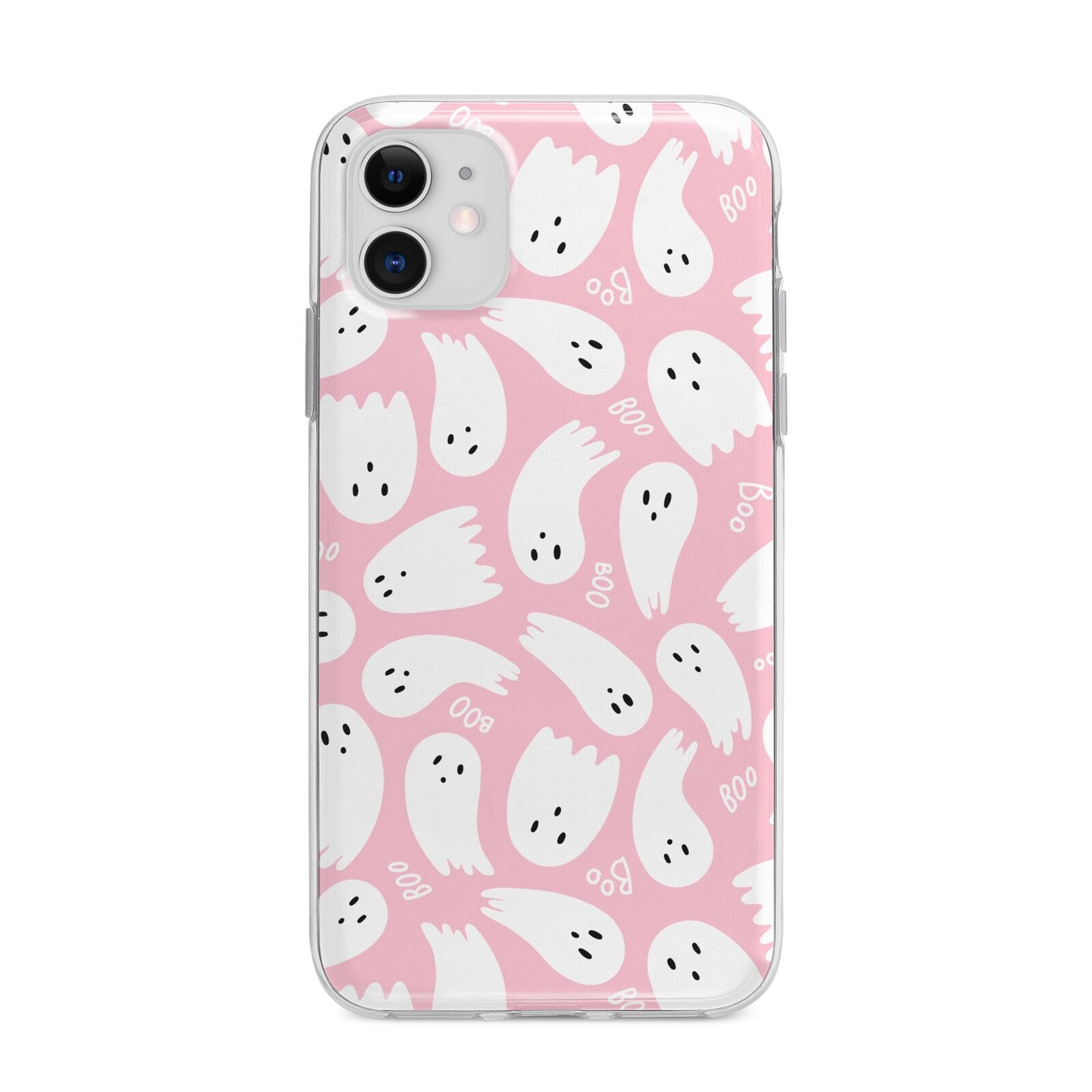 Pink Ghost Apple iPhone 11 in White with Bumper Case