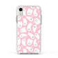 Pink Ghost Apple iPhone XR Impact Case White Edge on Silver Phone