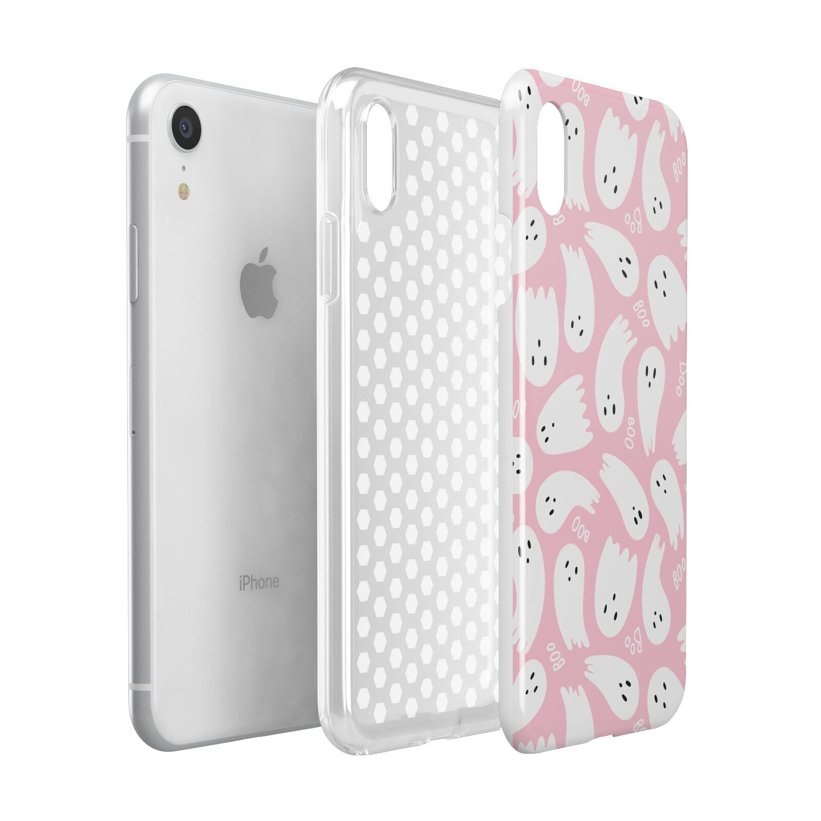 Pink Ghost Apple iPhone XR White 3D Tough Case Expanded view