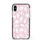 Pink Ghost Apple iPhone Xs Impact Case Black Edge on Silver Phone