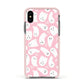 Pink Ghost Apple iPhone Xs Impact Case Pink Edge on Black Phone