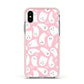 Pink Ghost Apple iPhone Xs Impact Case Pink Edge on Silver Phone